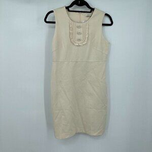 Banana Republic Dress 6 Womens Cream Tan Sleeveless Business Casual Sheath Knit